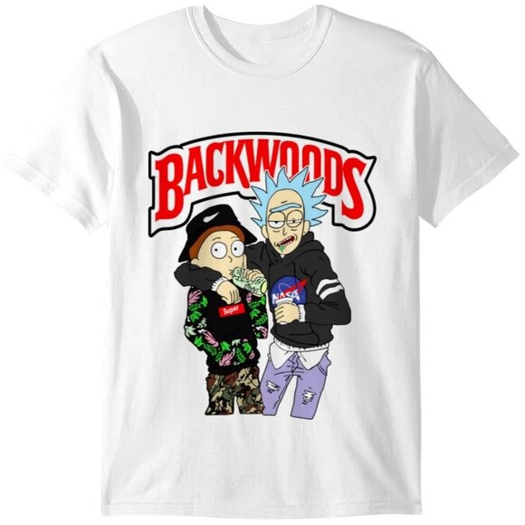 Olin D Tops - Rick  Morty Backwoods Hip Hop Rapper Graphic T-Shirt Streetwear Fan Gift Tee 91